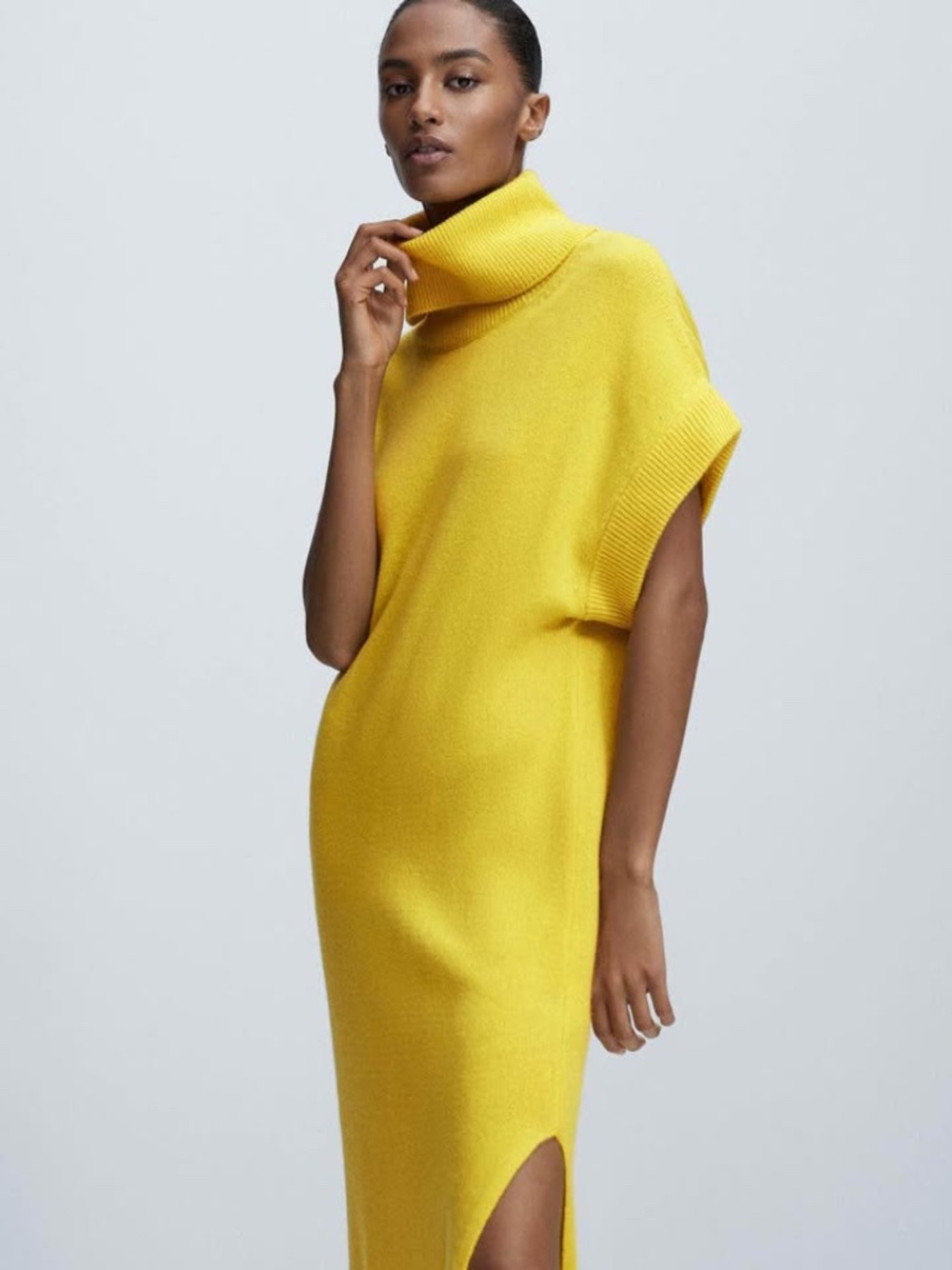 Massimo Dutti Wool and cashmere blend Yellow maxi dress size S